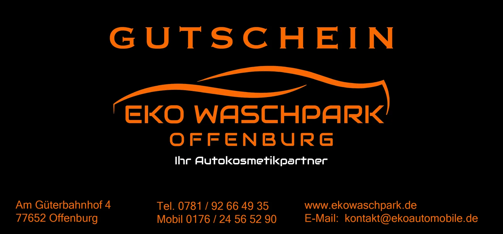 Geschenkgutschein des Eko Waschparks Offenburg